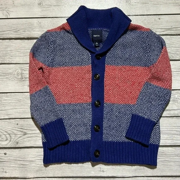 🌻GapKids sz XS(4-5) Red and Blue Cardigan - Picture 1 of 7